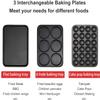 Health and Home Multifunction Nonstick Baking Maker with 3 Interchangeable Baking Plates for Fried Eggs, Fried Steak, Takoyaki, Cake Pops, Grill Maker, RED-1 view 2