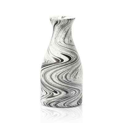 AeraVida 8-Inch Natural White and Black Mango Tree Wooden Bottle-Shaped Slim Vase | Hand-Carved Decorative Wood Vase for Home Dcor | Handmade Flower Holder for Dried or Artificial Flowers