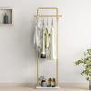 TIEOU Gold Clothing Racks with Shelf, Heavy Duty Gold Clothes Racks for Boutiques, Free-Standing Metal Garment Rack for Hanging Clothes, Modern Coat Rack Entryway view 2