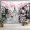 Drgilau Paris Eiffel Tower Tapestry Wall Hanging, Pink Wall Decor Tapestries Eiffel Tower Aesthetic France Romantic Wall Art Tapestry for Woman Teen Girls Bedroom Living Room Dorm view 2
