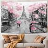 Drgilau Paris Eiffel Tower Tapestry Wall Hanging, Pink Wall Decor Tapestries Eiffel Tower Aesthetic France Romantic Wall Art Tapestry for Woman Teen Girls Bedroom Living Room Dorm view 3