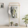 TIEOU Gold Clothing Racks with Shelf, Heavy Duty Gold Clothes Racks for Boutiques, Free-Standing Metal Garment Rack for Hanging Clothes, Modern Coat Rack Entryway view 1
