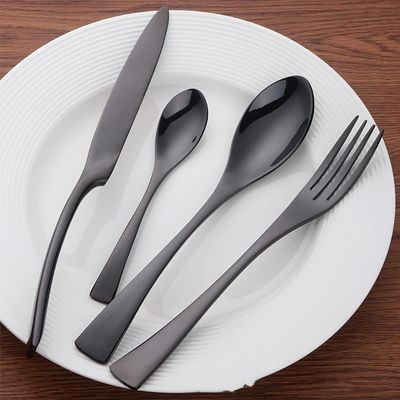 Black Silverware Set for 6, TWEE 24-Piece Stainless Steel Flatware Cutlery Set for Home Restaurant Wedding Party, Modern Ergonomic Design, Knife/Fork/Spoon Dinnerware sets Dishwasher Safe