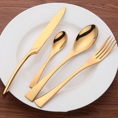 Gold Silverware Set for 6, TWEE 24-Piece Stainless Steel Flatware Cutlery Set for Home Restaurant Wedding Party, Modern Ergonomic Design, Knife/Fork/Spoon Dinnerware sets Dishwasher Safe