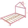 AOCHUANG Wood Platform Bed with House-Shaped Headboard, Full Size Platform Bed with Chimney Design and Wood Slats Support for Kids Teens, No Box Spring Needed (Pine-Full) view 2