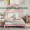 AOCHUANG Wood Platform Bed with House-Shaped Headboard, Full Size Platform Bed with Chimney Design and Wood Slats Support for Kids Teens, No Box Spring Needed (Pine-Full) view 3