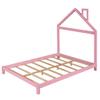 AOCHUANG Wood Platform Bed with House-Shaped Headboard, Full Size Platform Bed with Chimney Design and Wood Slats Support for Kids Teens, No Box Spring Needed (Pine-Full) view 4