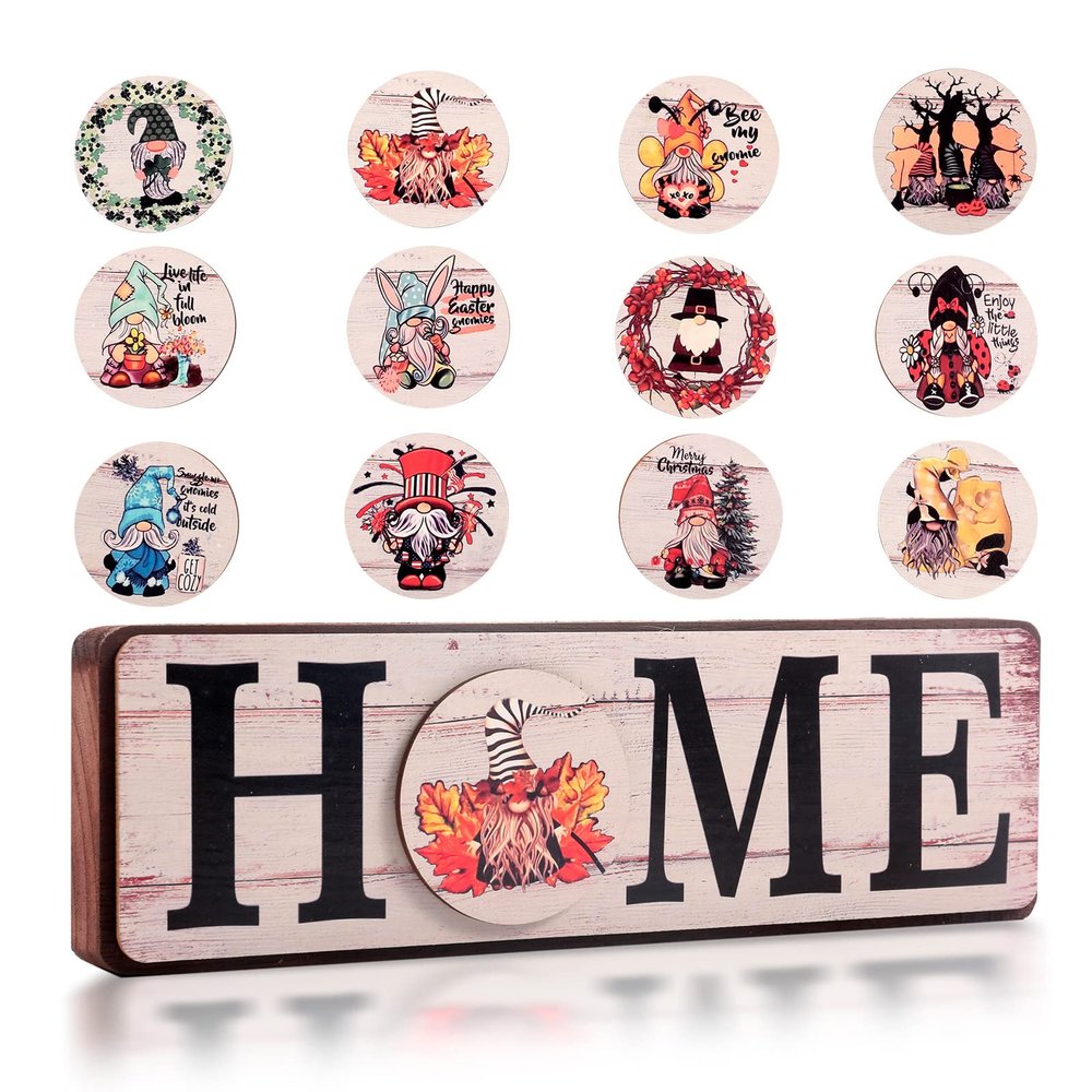 2022 New Wooden Suction Stone Ornaments 12 Replaceable Wooden Signs a Variety of Styles Decorative Holiday Home Decor Gifts