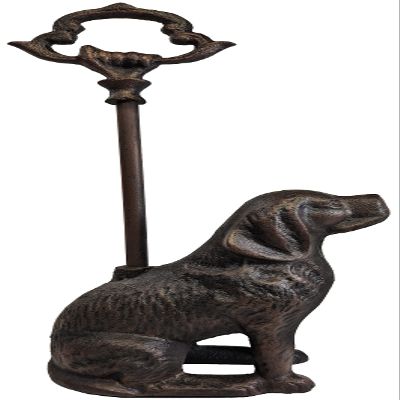 LuLu Decor, Cast Iron Decorative Dog Door Stopper with Rod, 5 lbs