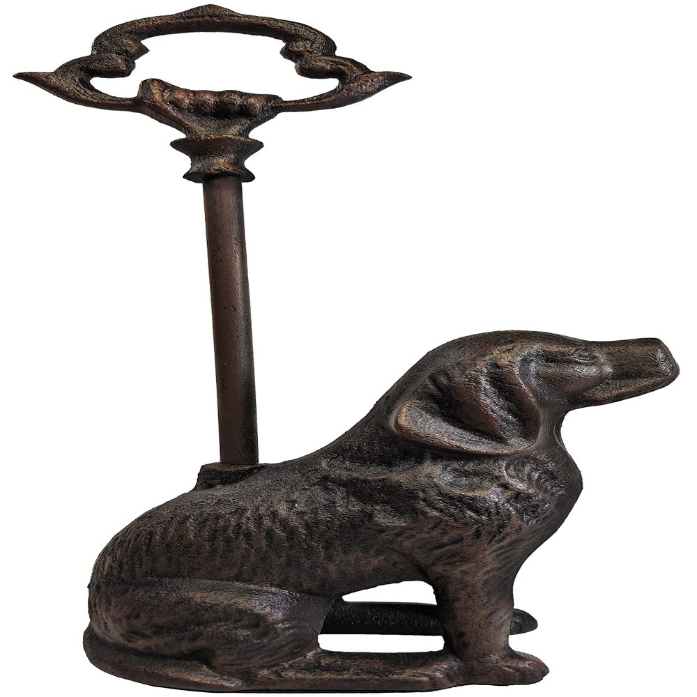 LuLu Decor, Cast Iron Decorative Dog Door Stopper with Rod, 5 lbs