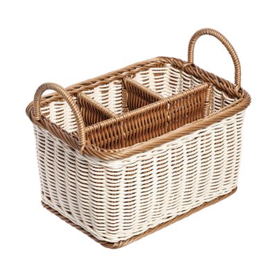 Hemoton Storage Basket Hand Woven Pp 4 Compartments 9.52X7.28X6.88 in