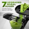AMZCHEF Cold Press Masticating Juicer Machine - 90% Yield Reverse System, Quiet Motor for Home & Breakfast, 3-Step Clean with Brush, Includes 50+ Juice Recipes, Light Grey view 2