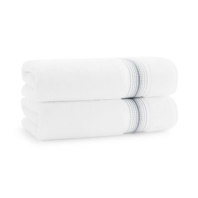 Aston & Arden Aegean Ombre Stripe Bath Towels, Pack of 2, 100% Turkish Cotton 600 GSM Oversized Bathroom Towels for Spa or Hotel, 30 x 60 in, Slate Grey