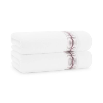Aston & Arden Aegean Ombre Stripe Bath Towels, Pack of 2, 100% Turkish Cotton 600 GSM Oversized Bathroom Towels for Spa or Hotel, 30 x 60 in, Rose