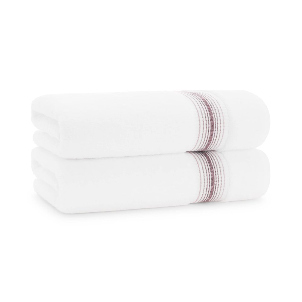 Aston & Arden Aegean Ombre Stripe Bath Towels, Pack of 2, 100% Turkish Cotton 600 GSM Oversized Bathroom Towels for Spa or Hotel, 30 x 60 in, Rose