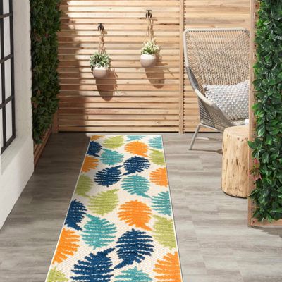 Rugshop Seville Floral Leaves Non-Shedding Patio Deck Backyard Indoor/Outdoor Runner Rug 2' x 7' Multi