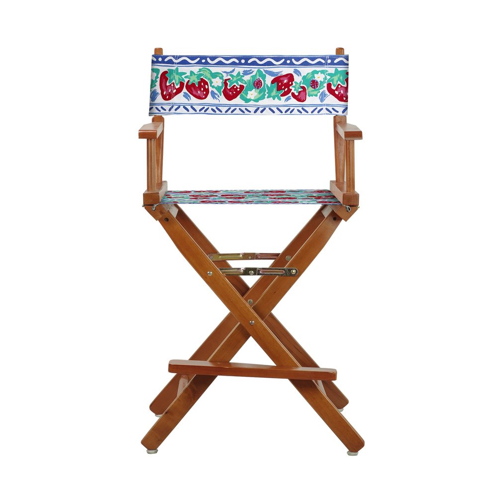 Casual Home 24" Director's Chair Honey Oak Frame-Strawberry Park