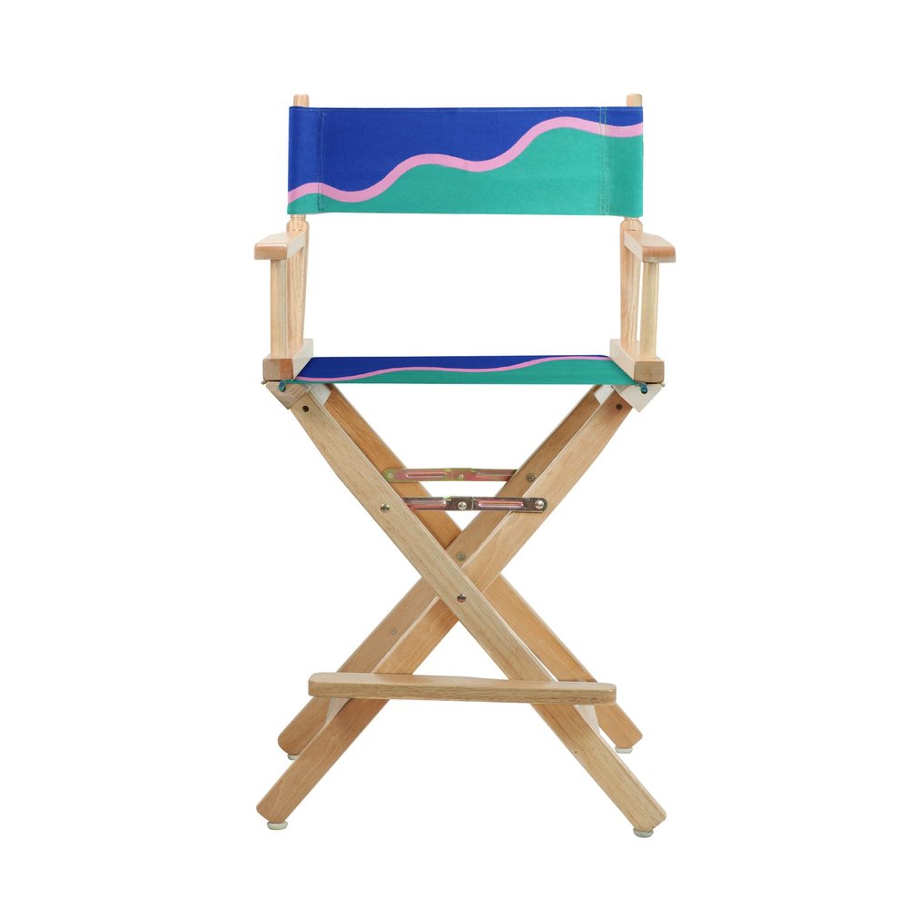 Casual Home 24" Director's Chair Natural Frame-Wavy Wave