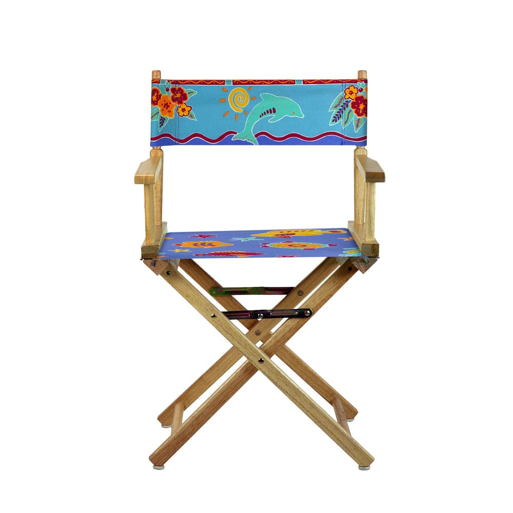 Casual Home Natural Frame/Tropical Sea Canvas 18" Classic Height Directors-Chairs, 21.75" W x 17" D x 33.75" H