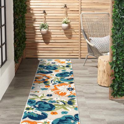 Rugshop Bergamo Contemporary Floral Non-Shedding Patio Deck Backyard Indoor/Outdoor Runner Rug 2' x 7' Multi