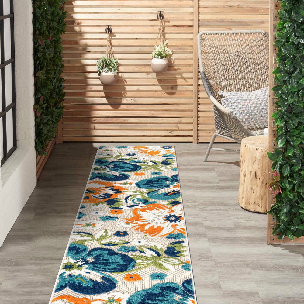 Rugshop Bergamo Contemporary Floral Non-Shedding Patio Deck Backyard Indoor/Outdoor Runner Rug 2' x 7' Multi