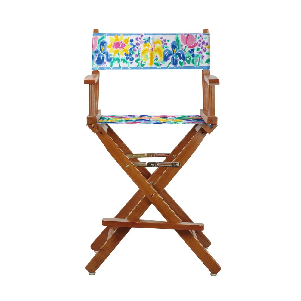 Casual Home 24" Director's Chair Honey Oak Frame-Garden Flowers