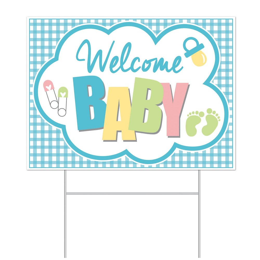 Beistle Corrugated Plastic Baby Shower Yard Sign Outdoor Lawn Decoration With Metal Stake