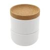 Kamenstein Cork and Ceramic 3 Piece Stackable Salt and Pepper Cellar For Countertop Space Saving; Pivoting Lid to Retain Freshness for Easy Open, 4 x 4 x 4.25 Inch, Natural Cork and White Ceramic view 1