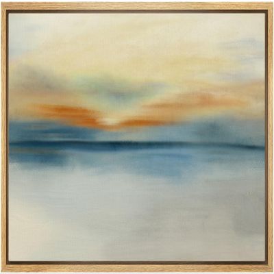 SIGNLEADER Framed Canvas Print Wall Art Pastel Watercolor Sunset Sea Landscape Abstract Shapes Illustrations Modern Art Decorative Minimal Relax/Calm for Living Room, Bedroom, Office - 16"x24" NATURAL