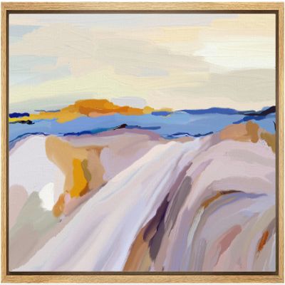 SIGNLEADER Framed Canvas Print Wall Art Pastel Paint Stroke Mountain Landscape Nature Wilderness Illustrations Modern Art Decorative Minimal Rustic for Living Room, Bedroom, Office - 16"x24" NATURAL
