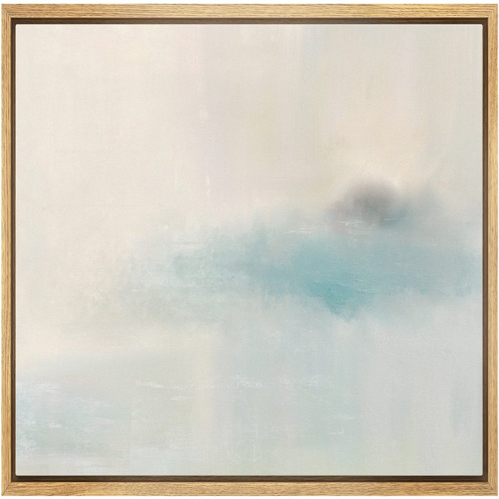 SIGNLEADER Framed Canvas Print Wall Art Pastel Blue Cloudy Sky Landscape Abstract Shapes Illustrations Modern Art Decorative Minimal Relax/Calm for Living Room, Bedroom, Office - 16"x24" Natural