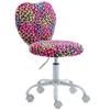 DM Furniture Cute Fuzzy Kids Chair Rolling Study Desk Chair Furry Studing Computer Task Chair Faux Fur Swivel Vanity Chair for Girls Boys Bedroom, Red Leopard view 1