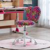 DM Furniture Cute Fuzzy Kids Chair Rolling Study Desk Chair Furry Studing Computer Task Chair Faux Fur Swivel Vanity Chair for Girls Boys Bedroom, Red Leopard view 2