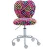 DM Furniture Cute Fuzzy Kids Chair Rolling Study Desk Chair Furry Studing Computer Task Chair Faux Fur Swivel Vanity Chair for Girls Boys Bedroom, Red Leopard view 4