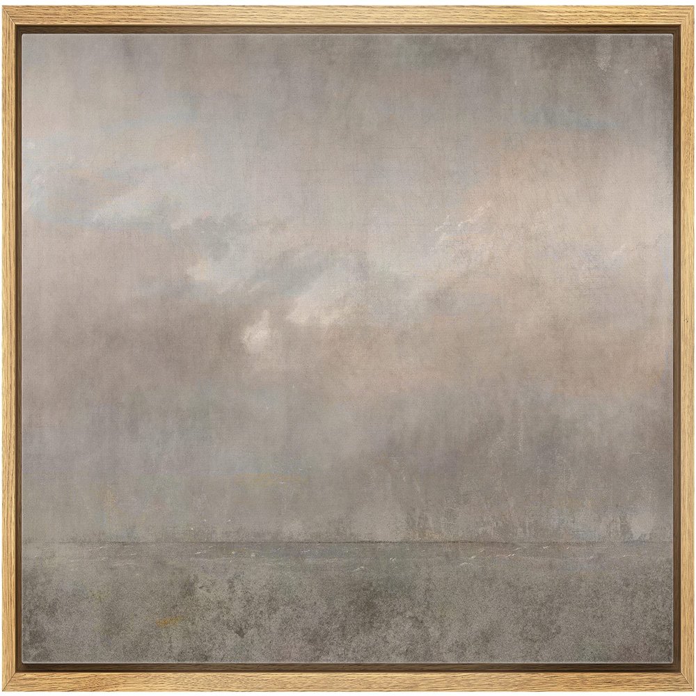 SIGNLEADER Framed Canvas Print Wall Art Dark Brown Storm Cloud Landscape Abstract Shapes Illustrations Modern Art Decorative Minimal Relax/Calm for Living Room, Bedroom, Office - 16"x24" Natural