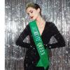 Semato Rhinestone Tiara and Glitter Sash Kit- Birthday Decorations, Party Supplies and Favors (Green) view 2