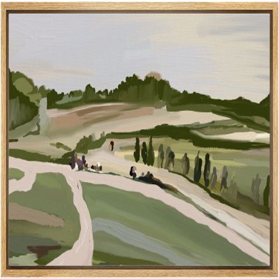 SIGNLEADER Framed Canvas Print Wall Art Watercolor Pastel Green Countryside Nature Wilderness Illustrations Modern Art Decorative Minimal Rustic for Living Room, Bedroom, Office - 16"x24" NATURAL