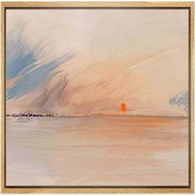 SIGNLEADER Framed Canvas Print Wall Art Pastel Sunset Ocean Horizon Landscape Nature Wilderness Illustrations Modern Art Decorative Minimal Rustic for Living Room, Bedroom, Office - 16"x24" NATURAL
