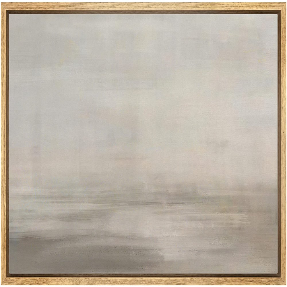 SIGNLEADER Framed Canvas Print Wall Art Grunge Pastel Gray Sky Landscape Abstract Shapes Illustrations Modern Art Decorative Minimal Relax/Calm for Living Room, Bedroom, Office - 16"x24" Natural