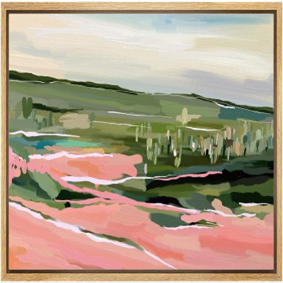 SIGNLEADER Framed Canvas Print Wall Art Pastel Multicolor Mountain Valley Nature Wilderness Illustrations Modern Art Decorative Minimal Rustic for Living Room, Bedroom, Office - 16"x24" NATURAL