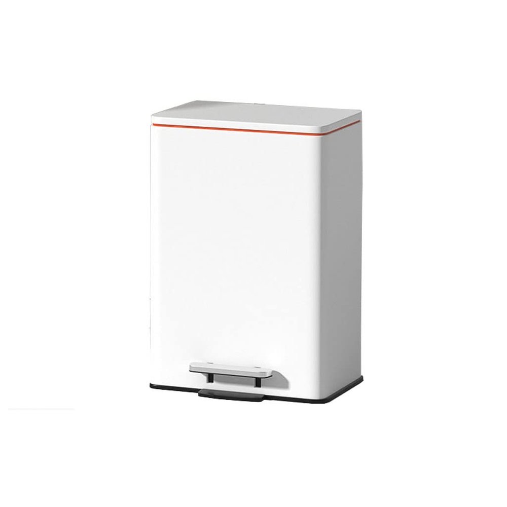 YANZHEXIN Kitchen Garbage Can Simple White Stainless Steel Trash Can with Lid for Living Room, Kitchen, Bedroom, Bathroom, Silent Foot-Operated Trash Can Bathroom Waste Basket (Color : A)