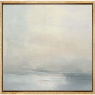 SIGNLEADER Framed Canvas Print Wall Art Pastel Gray Blue Watercolor Sky Vista Abstract Shapes Illustrations Modern Art Decorative Minimal Relax/Calm for Living Room, Bedroom, Office - 16"x24" Natural