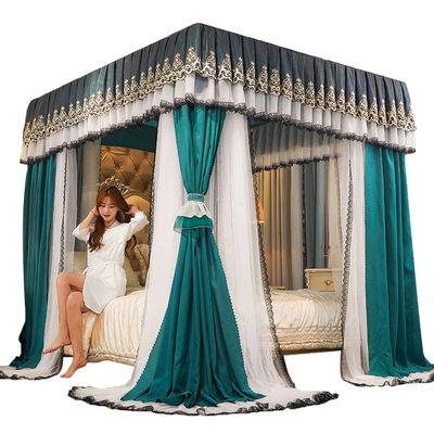 European Luxury Bed Canopy Mosquito Net, Adult Girls Princess Room Dustproof Blackout Bunk Bed Curtains, for Single Bed Double Bed (Color : Green, Size : 180X200X200CM)