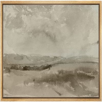 SIGNLEADER Framed Canvas Print Wall Art Pastel Brown Mountain Valley Landscape Nature Wilderness Illustrations Modern Art Decorative Minimal Rustic for Living Room, Bedroom, Office - 16"x24" Natural
