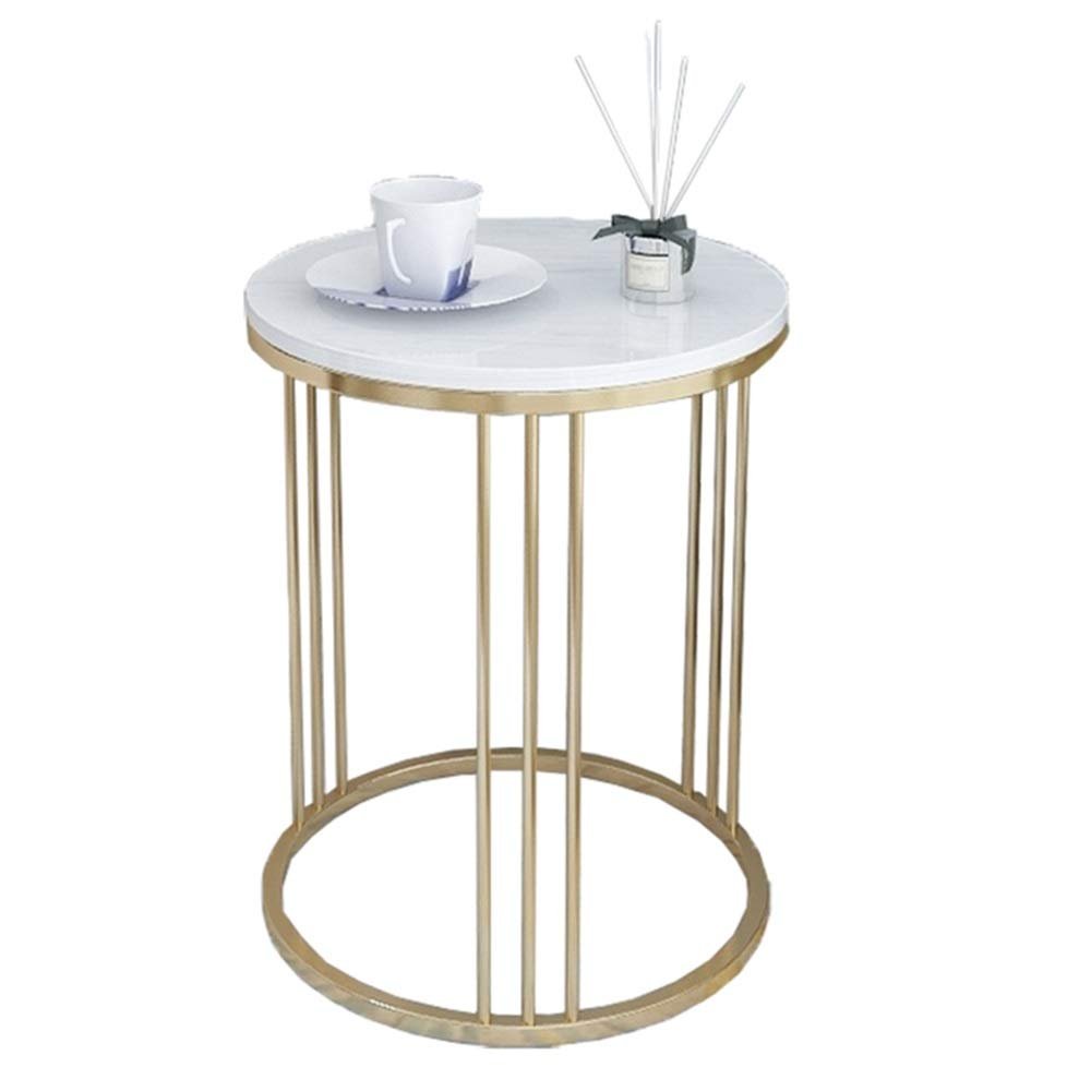 FUFU Metal Sofa Side Table, Small Coffee Table, Living Room Office Furniture, Marble Table Top, Bedside Table