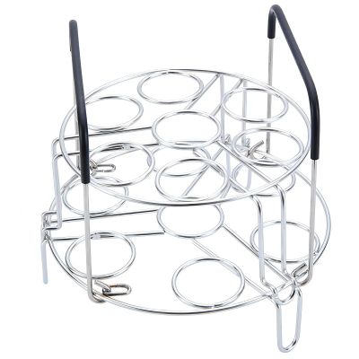 GREATLINK 2-Tier Stainless Steel Egg Holder with Silicone Handles, 14 Egg Capacity Stackable Rack for Refrigerator - Easy Grab Space Saving Organizer