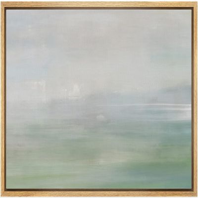 SIGNLEADER Framed Canvas Print Wall Art Pastel Watercolor Green Blue Landscape Abstract Shapes Illustrations Modern Art Decorative Minimal Calm for Living Room, Bedroom, Office - 16"x24" NATURAL