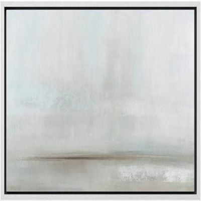 SIGNLEADER Framed Canvas Print Wall Art Pastel Gray Paint Watercolor Landscape Abstract Shapes Illustrations Modern Art Decorative Minimal Relax/Calm for Living Room, Bedroom, Office - 16"x24" WHITE