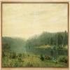 SIGNLEADER Framed Canvas Print Wall Art Pastel Green Forest Valley Landscape Nature Wilderness Illustrations Modern Art Decorative Minimal Rustic for Living Room, Bedroom, Office - 16"x24" Natural view 1