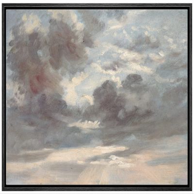 SIGNLEADER Framed Canvas Print Wall Art Pastel Watercolor Cloud Sky Vista Abstract Shapes Illustrations Modern Art Decorative Minimal Relax/Calm for Living Room, Bedroom, Office - 16"x24" Black